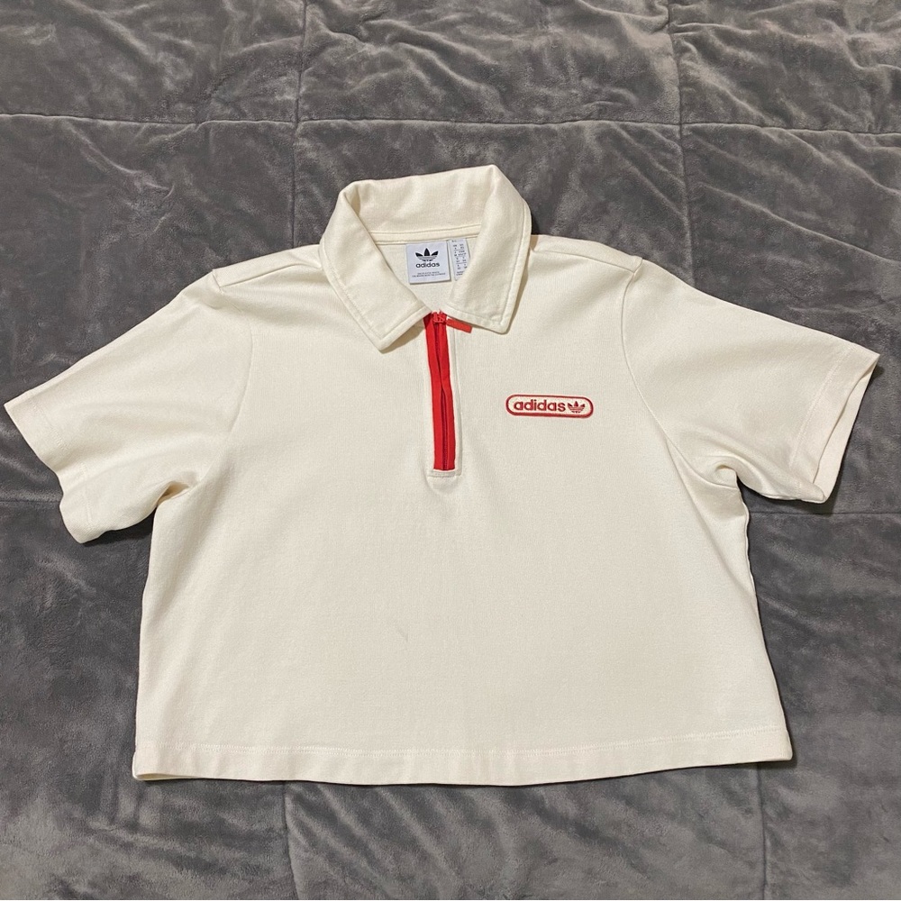 Adidas Zip Cropped Polo Shirt